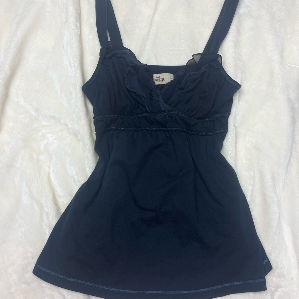 Vintage Y2K Hollister Navy Babydoll Top – Sweetheart Neckline